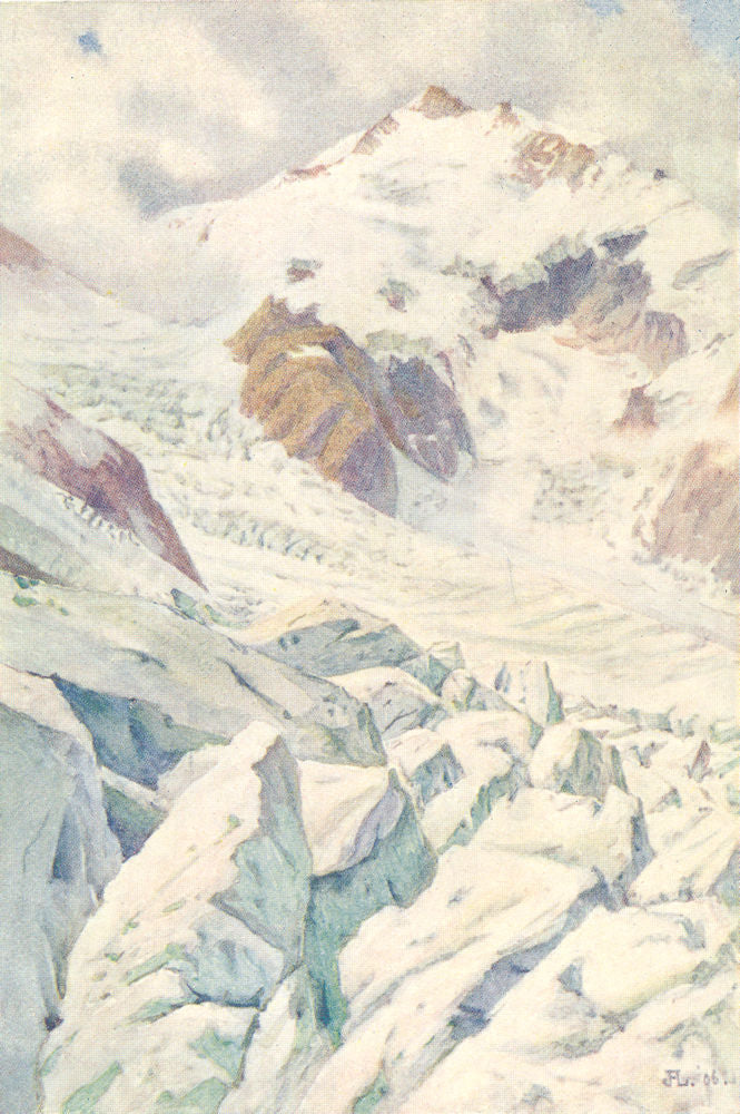 SWITZERLAND. The Piz Bernina and the Morteratsch Glacier 1907 old print